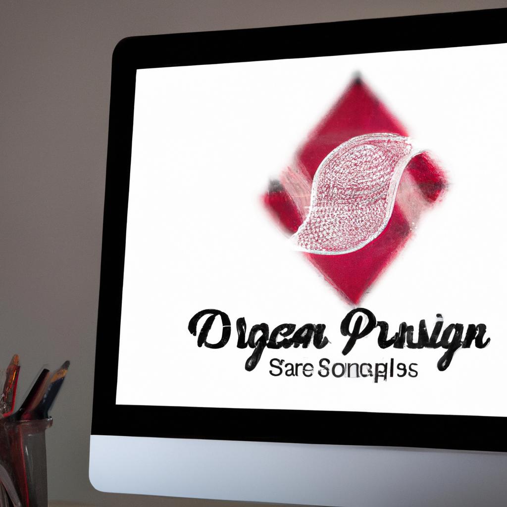 A student showcasing their online graphic design degree program's logo during a virtual presentation.